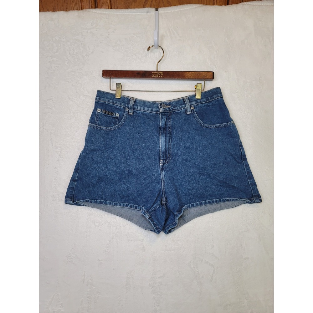 Y2K Wide Leg Cut Off Jeans‎ Shorts Blue Denim Biker Bohemian Size 14 Vacation